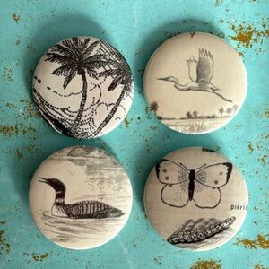 Birds, Butterfly, Palm Trees Buttons